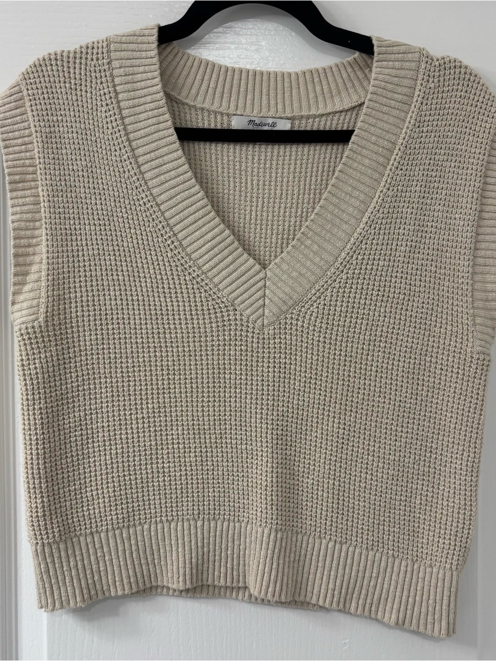 Madewell Beige/Cream V-Neck Knit Sweater Vest